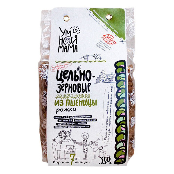 Макароны ц/з пшеничные - ракушки "Умная мама", 350 гр
