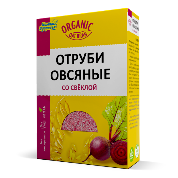 Отруби Овсяные  со Свёклой, 200г*1кор /Organic/Компас здоровья/