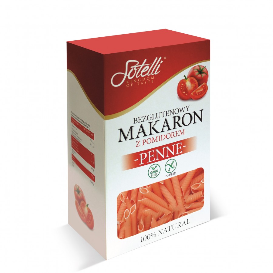 Макароны Sotelli перья с томатом (Без глютена), 400 г