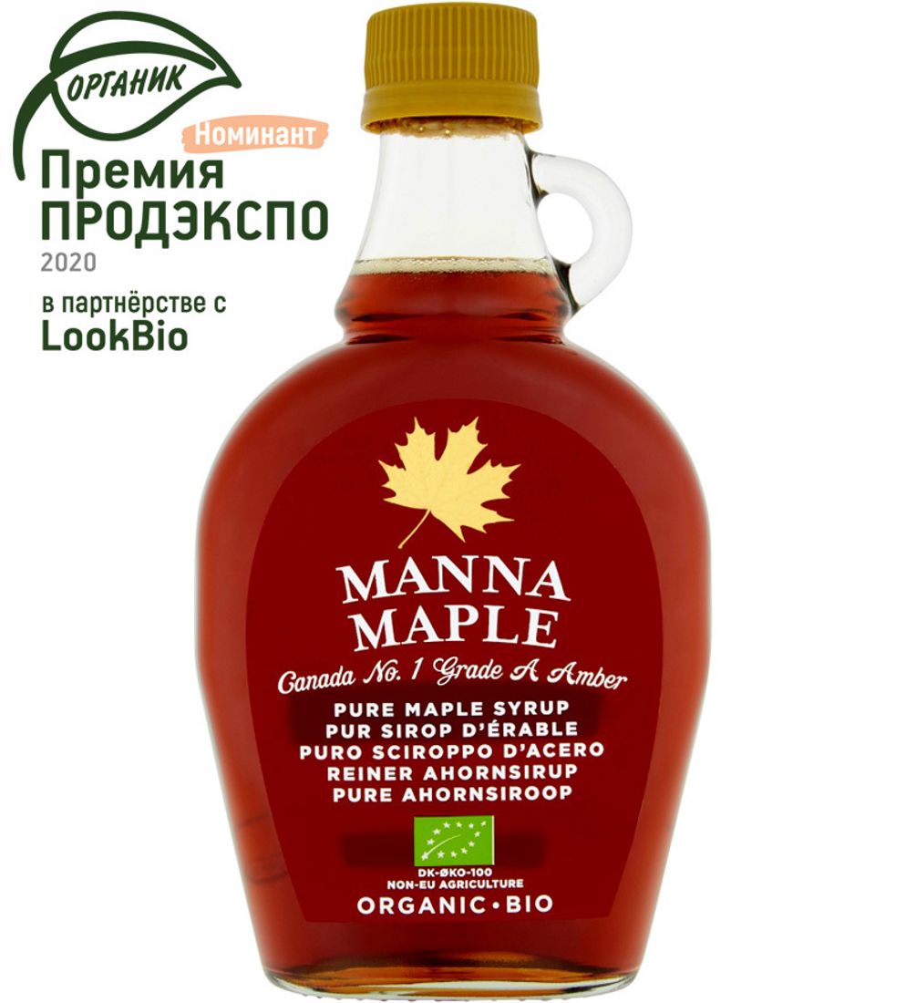 Кленовый  сироп органик Manna Maple, Канада, ст.б, 250г.