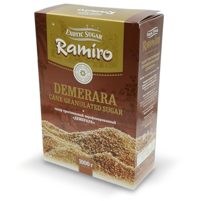 Сахар тростниковый Демерара нерафинированный, песок, ТМ Ramiro, 1000г.