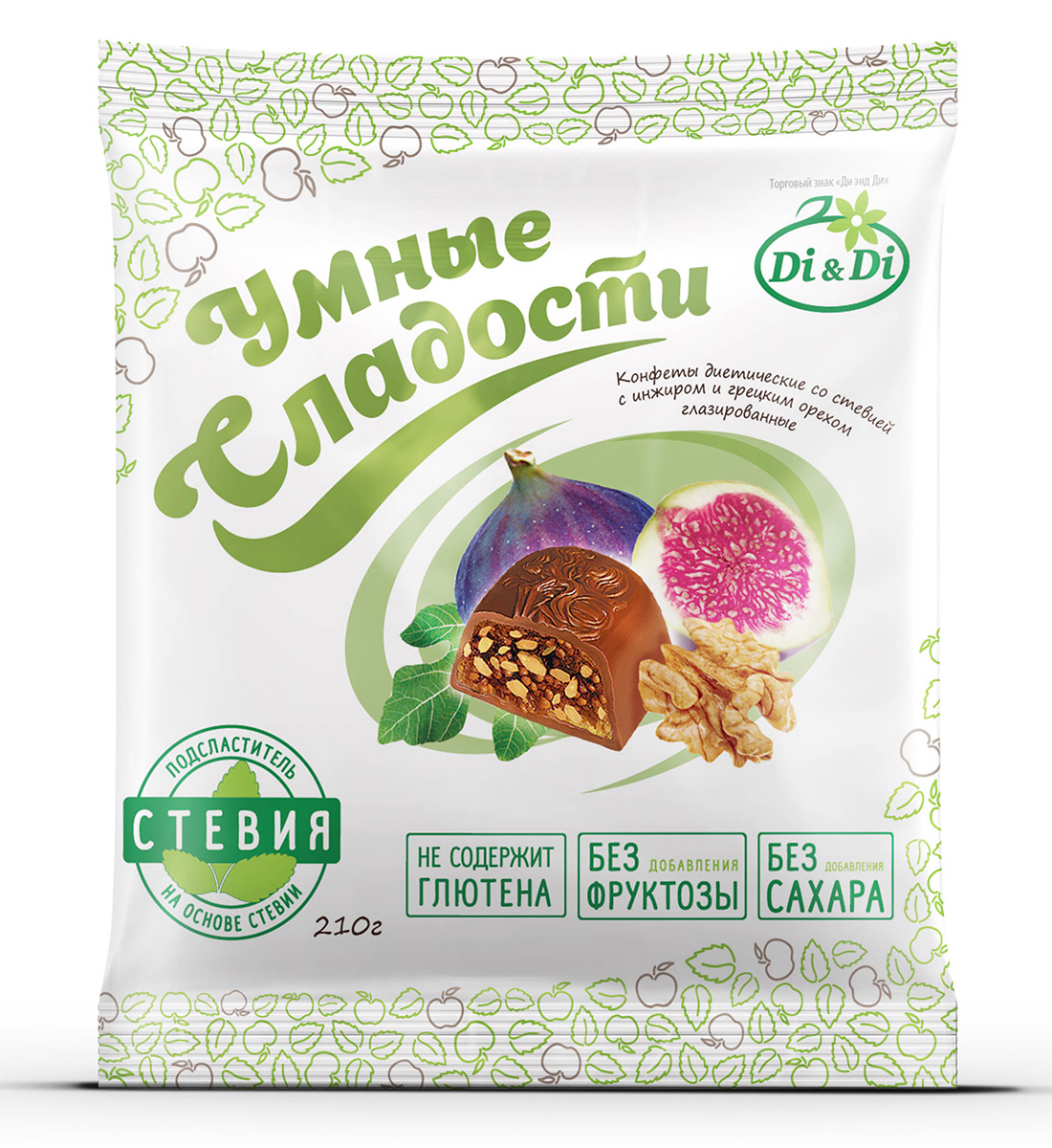 Конфеты УС инжир с грец.орехом в шоколад.гл., 210 гр