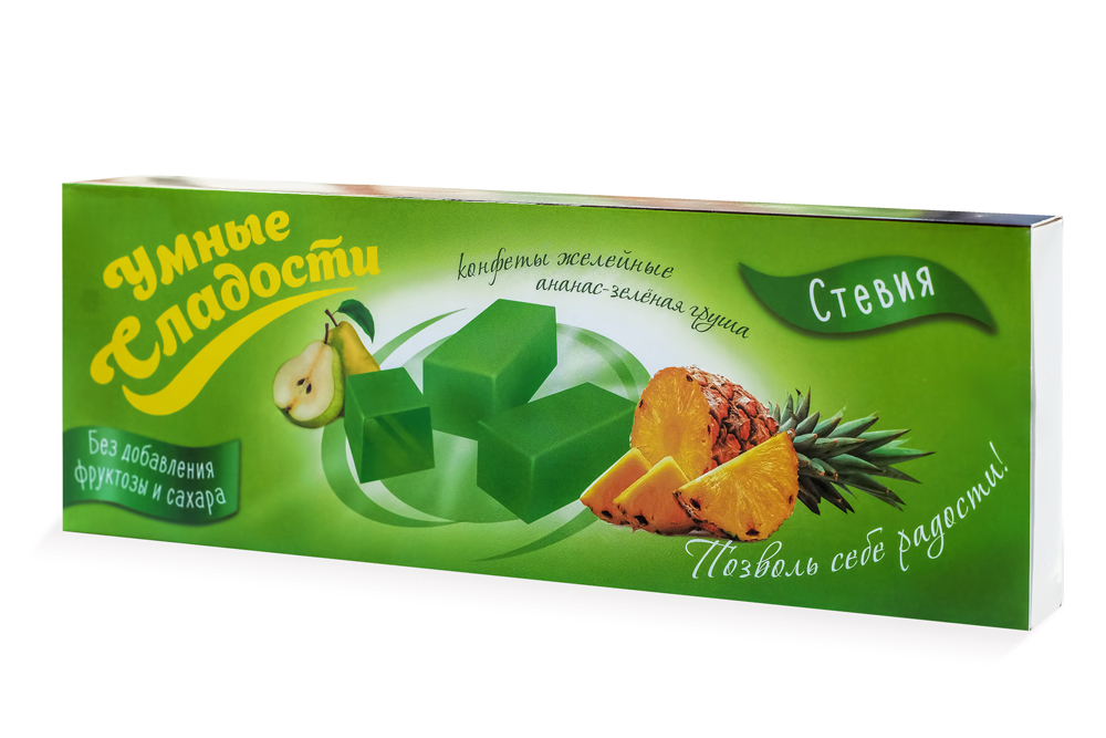 Конфеты УС желейные со вкусом ананас-зеленая груша, 90г