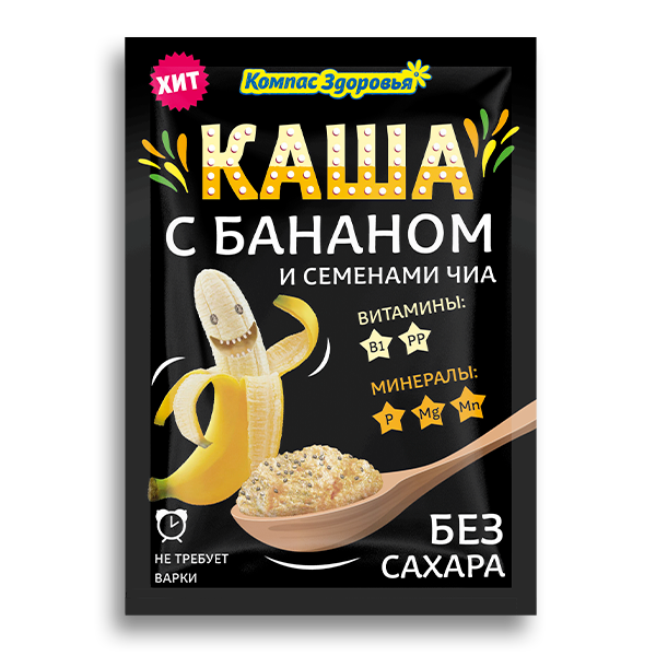 Каша Овсяная+Банан+Семена Чиа, 30г*1шт